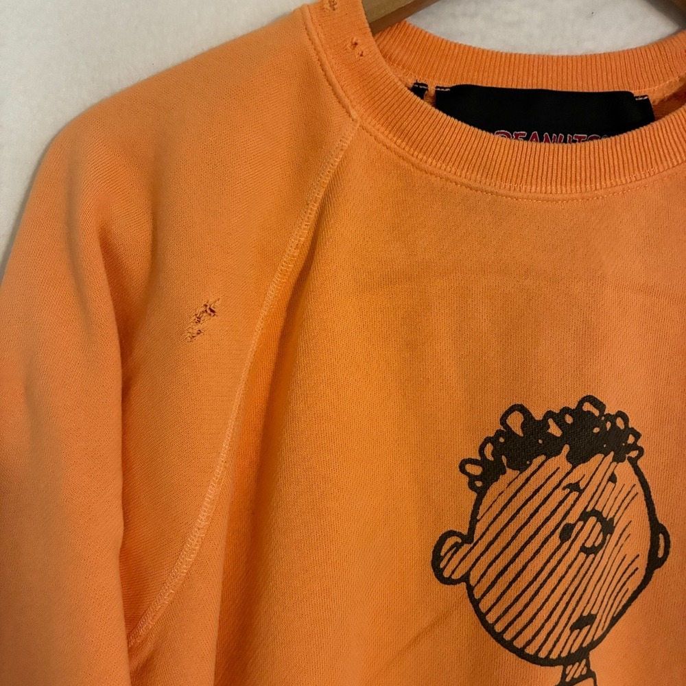 Peanuts x Marc Jacobs Franklin Sweatshirt Size S Orange Distressed Charlie RARE - Picture 2 of 13